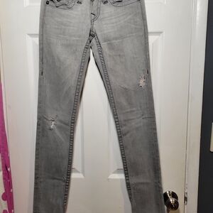 Gray Distressed Women's Jeans